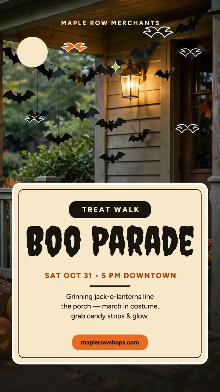 Maple Row Boo Parade treat walk story template