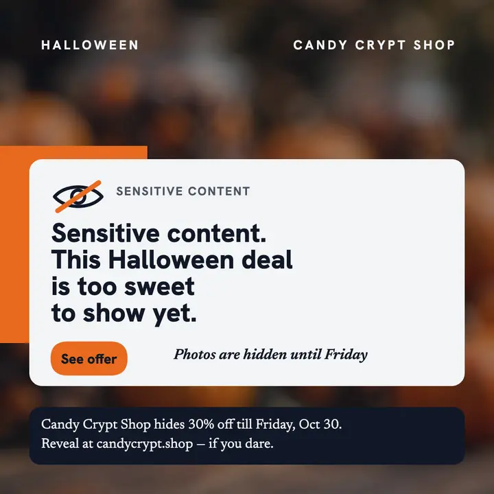 Candy Crypt Halloween offer tease post template