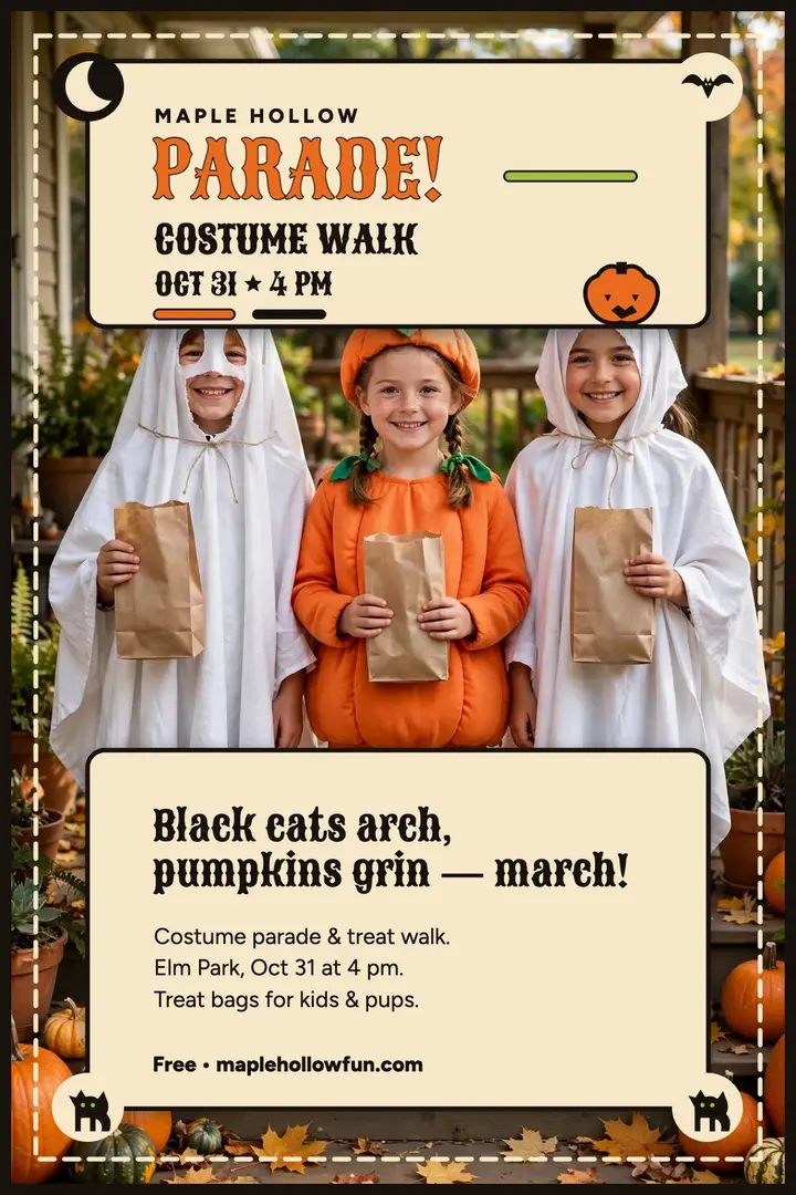 Maple Hollow Halloween parade poster template
