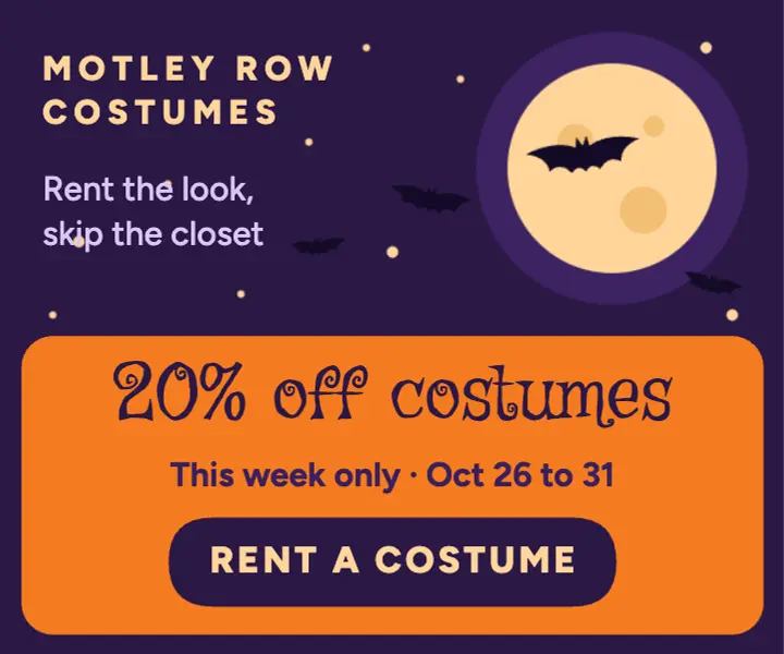 Halloween costume rental ad template