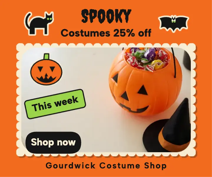 Gourdwick Costume Shop Halloween sale ad template