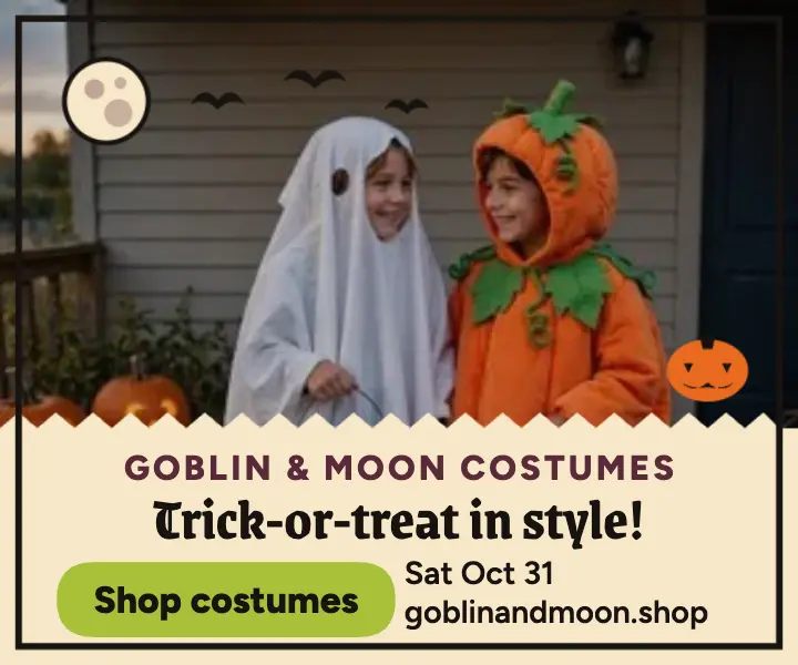 Goblin and Moon Halloween costume ad template