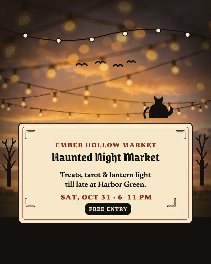 Ember Hollow Halloween night market post template
