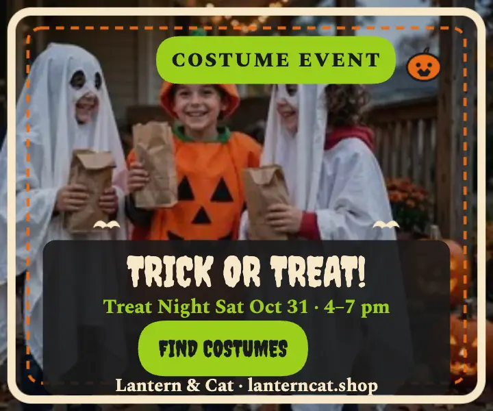 Lantern and Cat trick or treat costume ad template