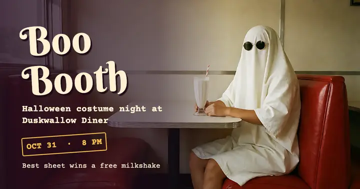 Halloween costume night with a sheet ghost at the diner template