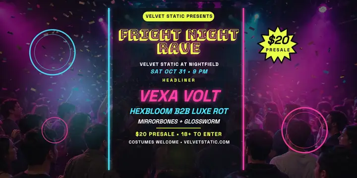 Velvet Static Halloween DJ night lineup post template