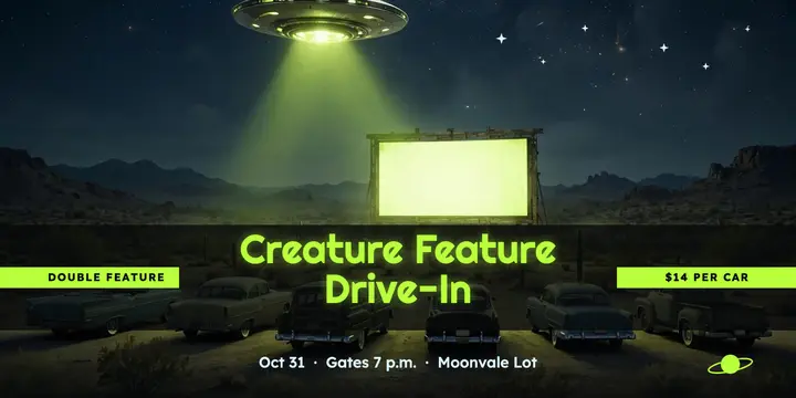 Halloween creature feature drive-in template