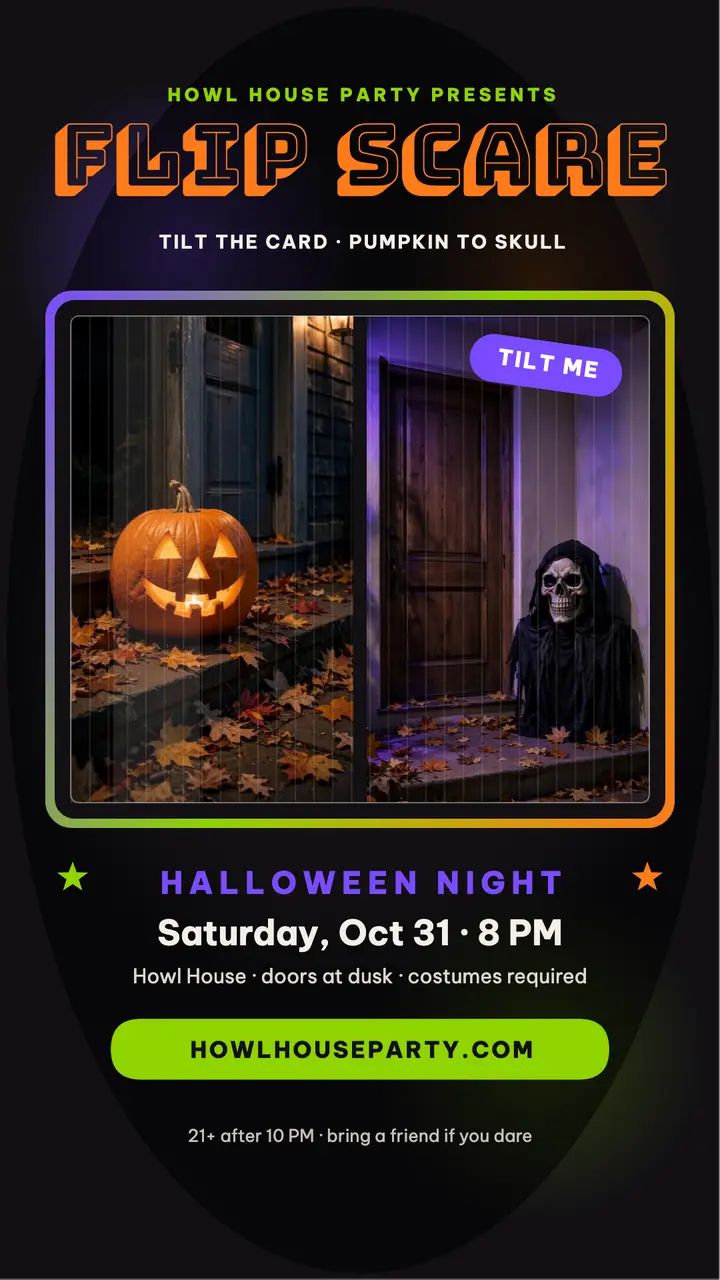 Howl House Halloween flip scare story template