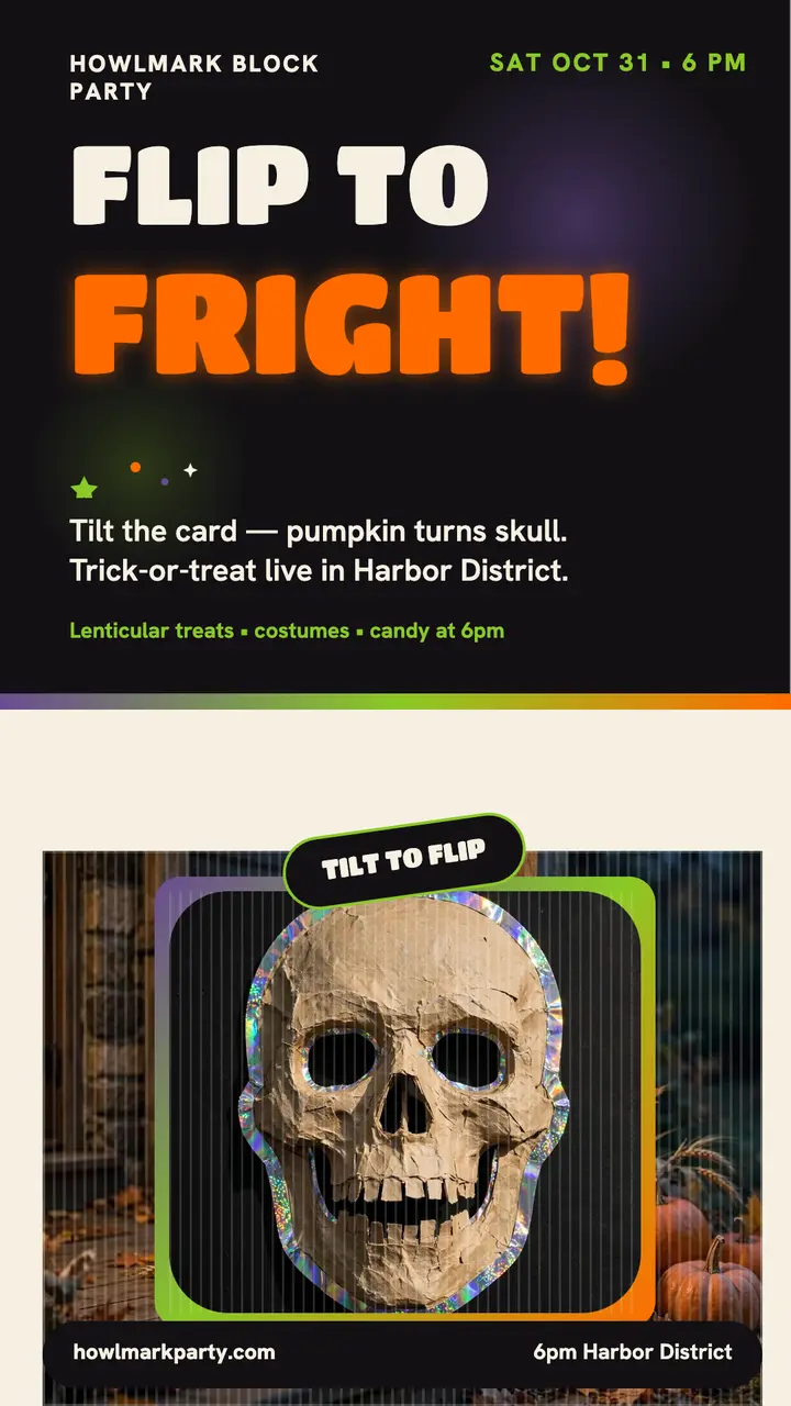 Howlmark Halloween flip treat story template