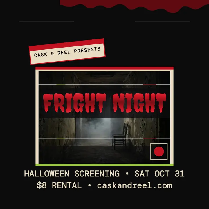 Fright Night Halloween screening rental cover: halloween horror movie night cover template
