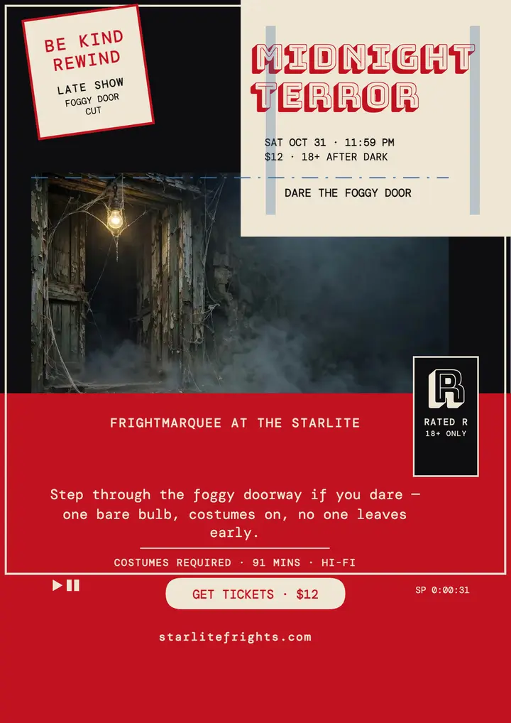 Frightmarquee late horror screening flyer template