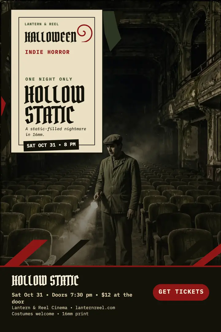 Hollow Static Halloween screening poster template