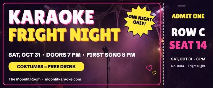 Fright Night karaoke Halloween ticket template