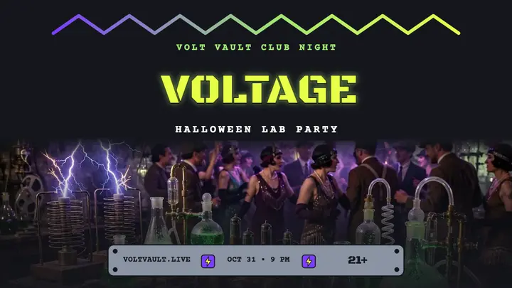 Volt Vault Halloween lab party thumbnail template