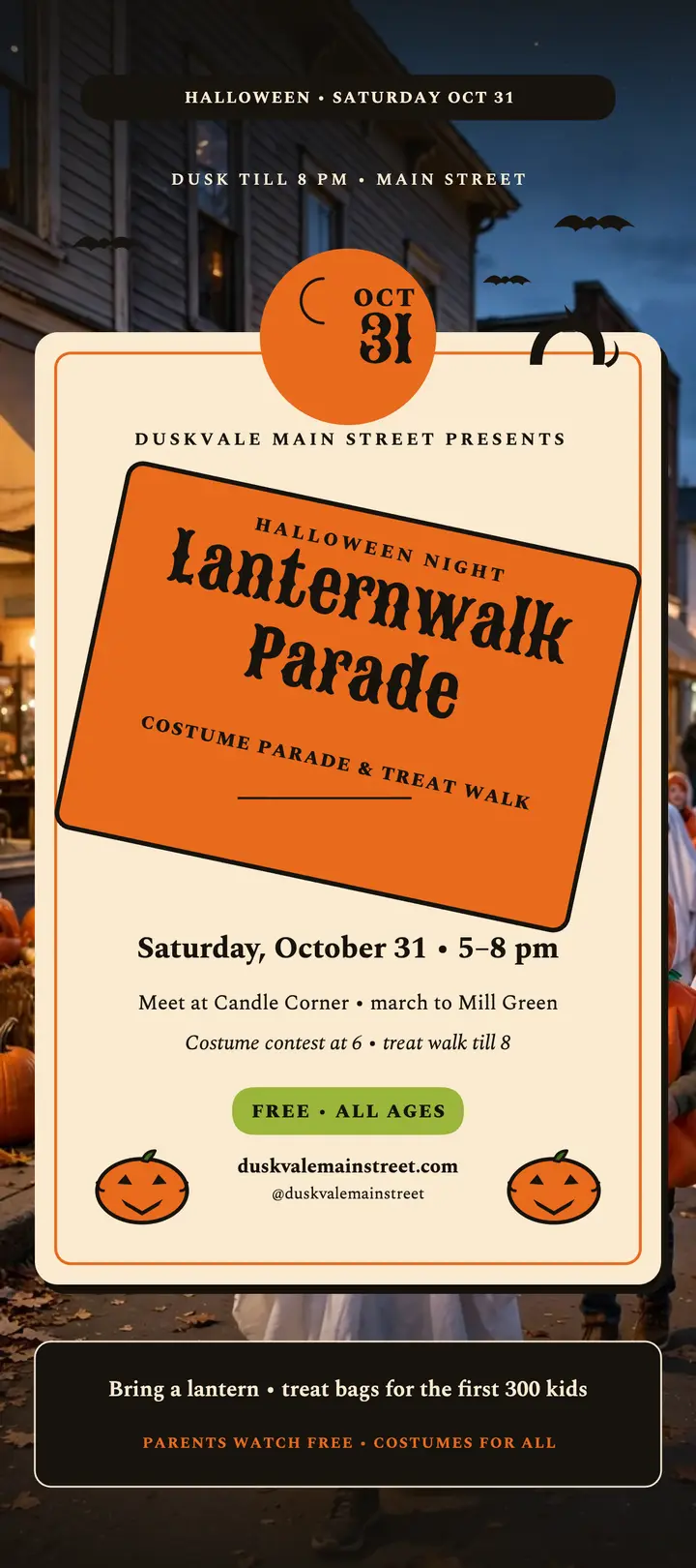 Lanternwalk Halloween parade rack card template