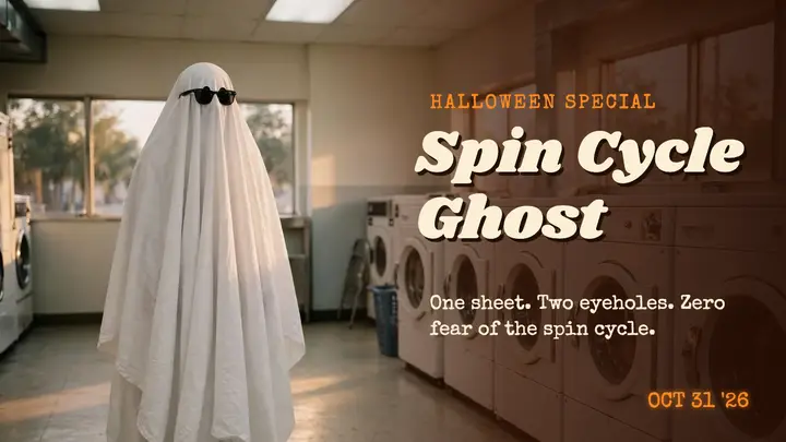 Spin Cycle Ghost Halloween thumbnail template