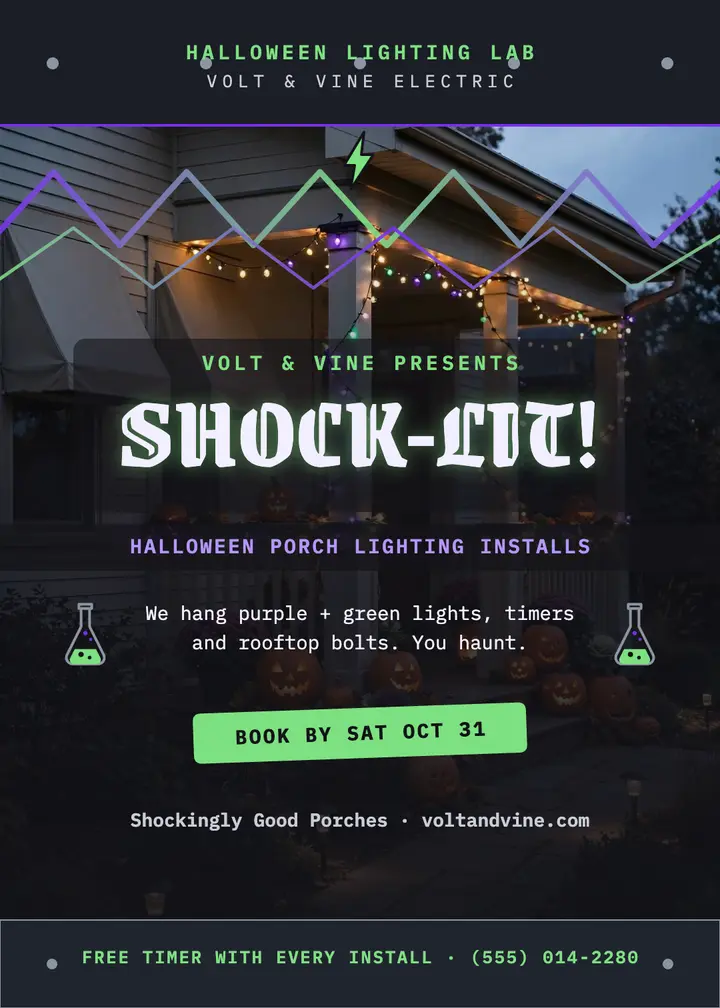 Volt and Vine Halloween lights invite template