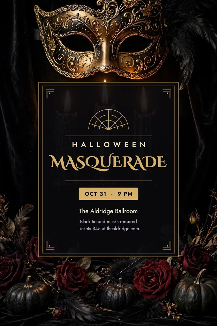 Halloween masquerade ball poster template