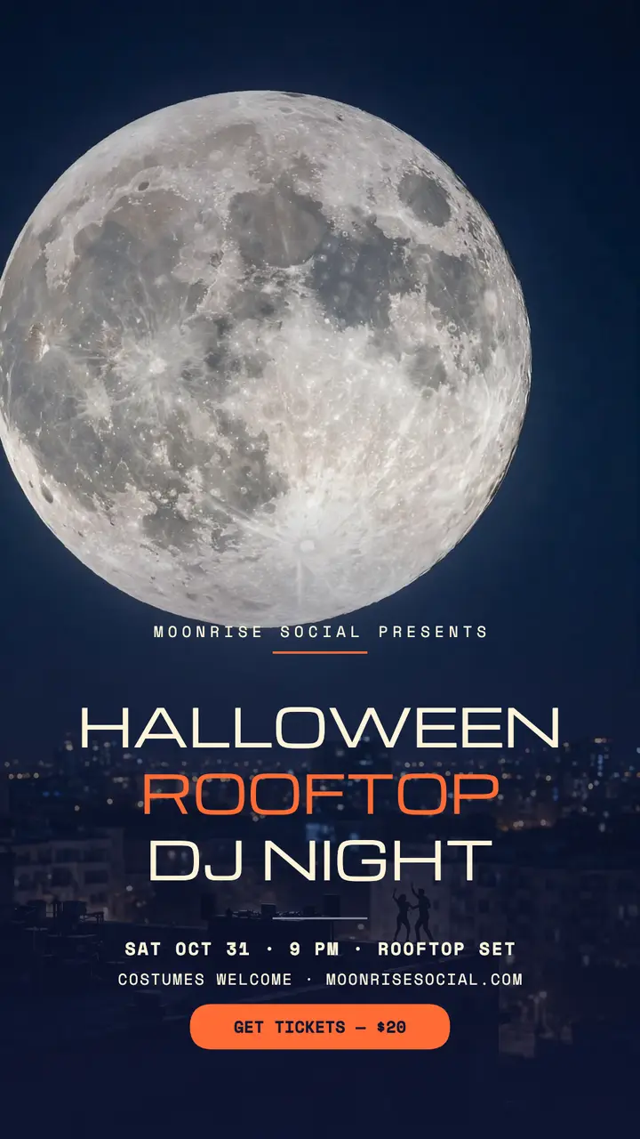 Moonrise Halloween rooftop DJ story template