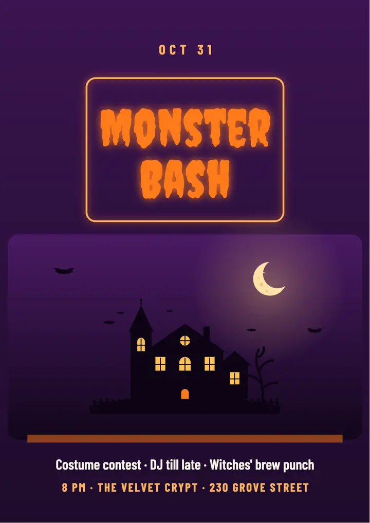 Monster Bash Halloween flyer template