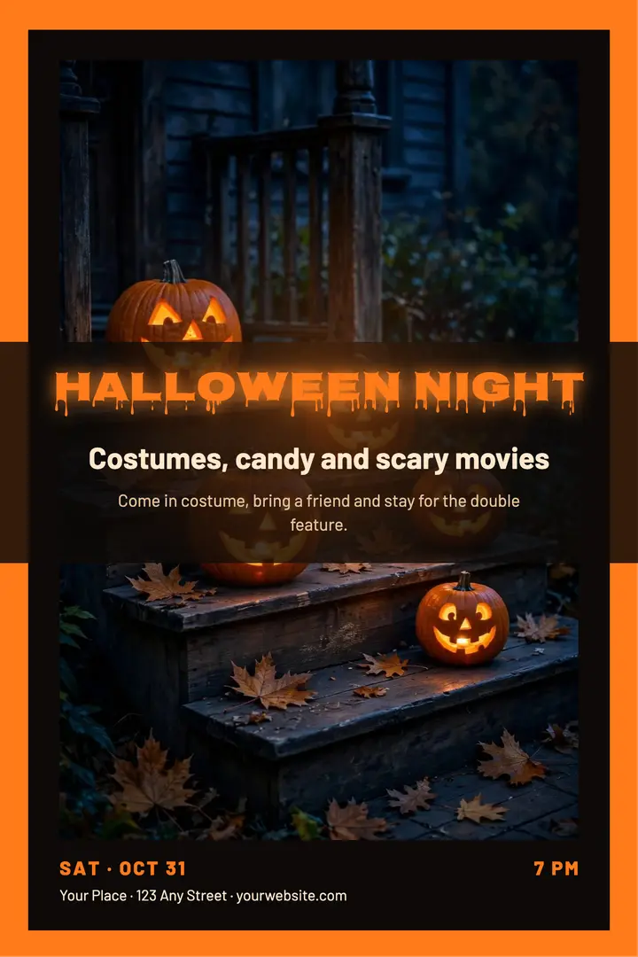 Halloween night glow poster template