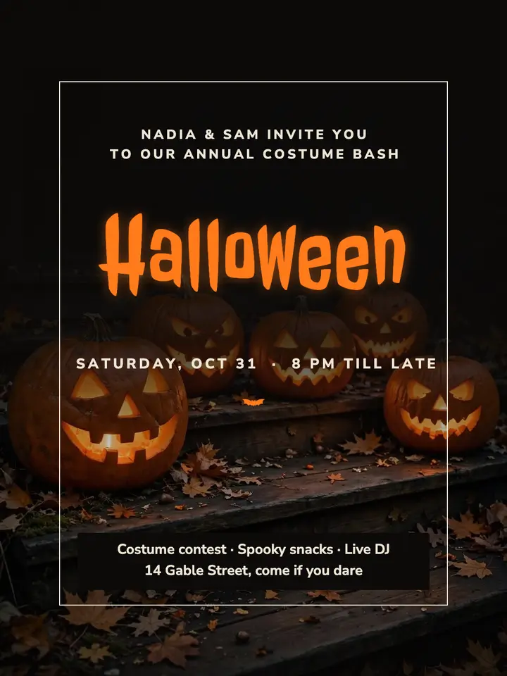 Pumpkin porch Halloween party template