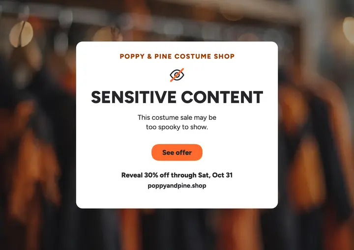 Poppy and Pine Halloween sale warning teaser template