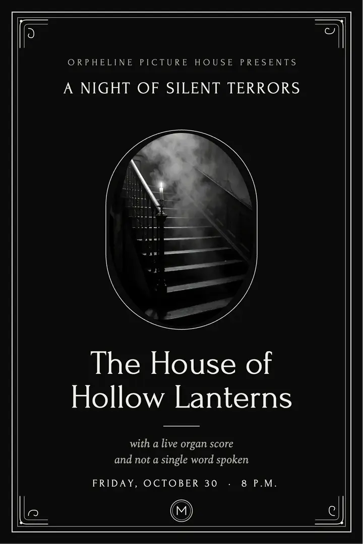 Halloween silent film night, intertitle poster: halloween silent film night poster template