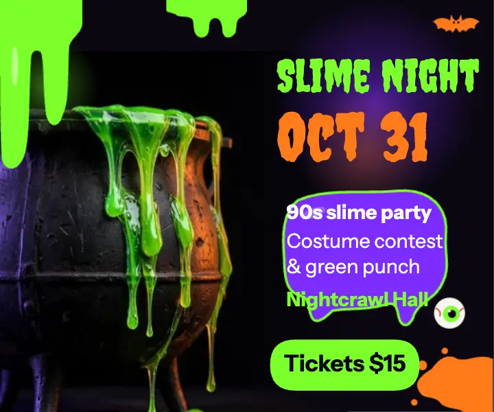 Halloween slime night ticket ad template