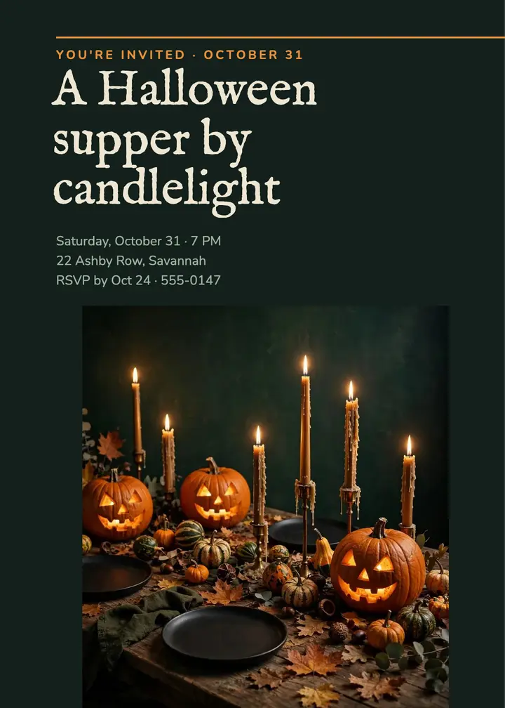 Halloween supper by candlelight invitation template