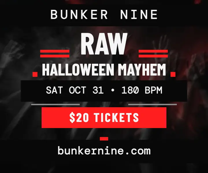 Bunker Nine Halloween techno night ad: halloween techno flyer template