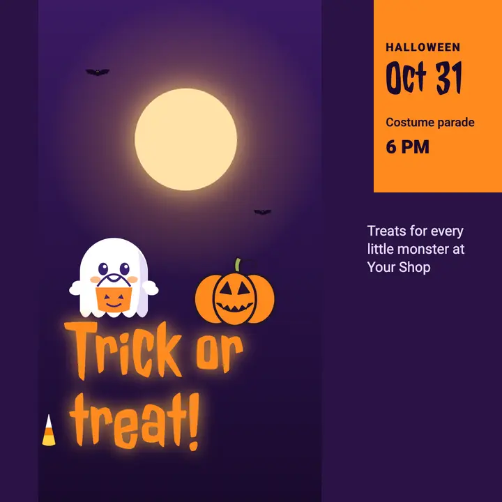 Glowing trick or treat template
