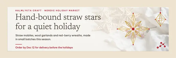 Halmlykta Craft straw star holiday header template