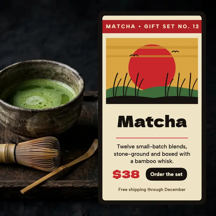 Matcha gift set hanafuda moon card template