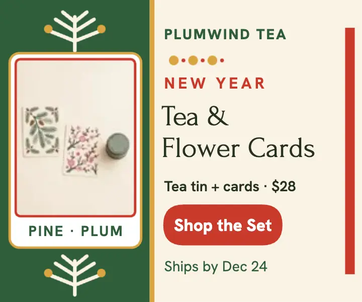 Plumwind New Year tea and flower cards ad template