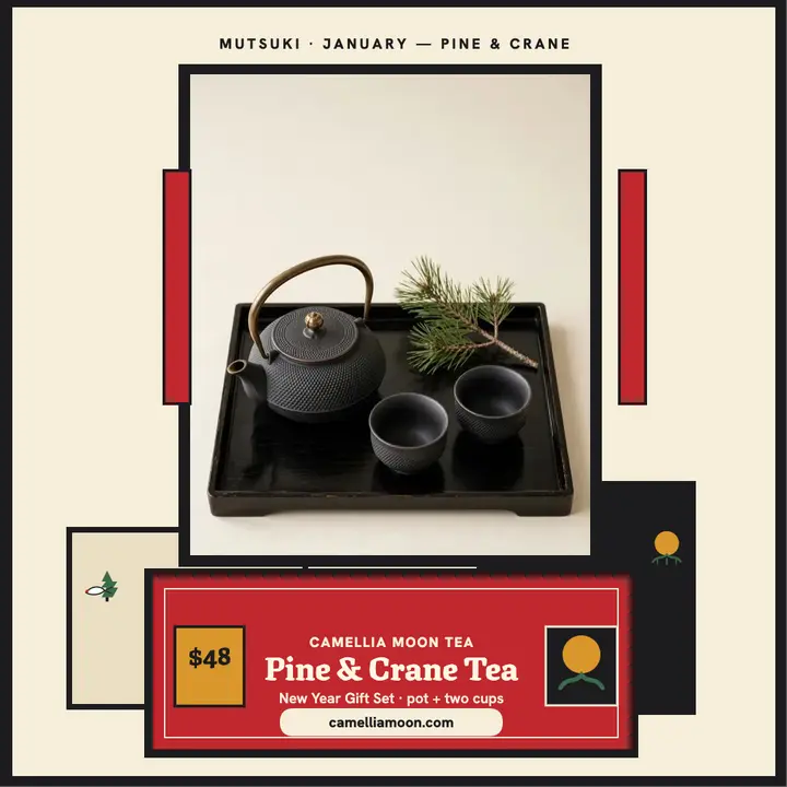 Camellia Moon New Year tea gift post template