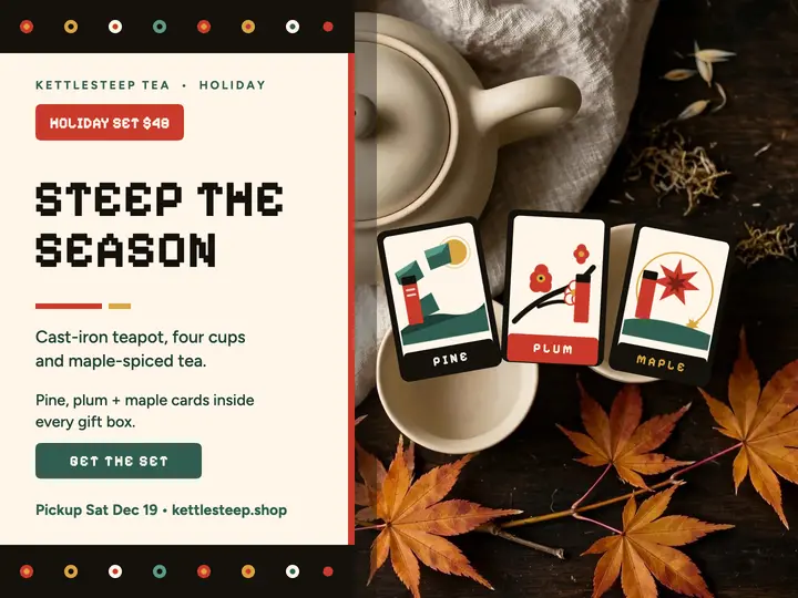 Kettlesteep holiday tea set slide template