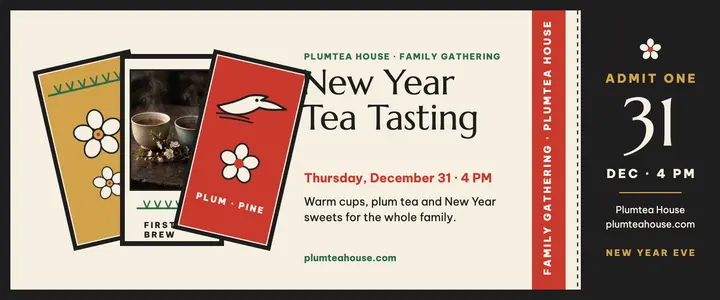 Plumtea House New Year tea tasting ticket template