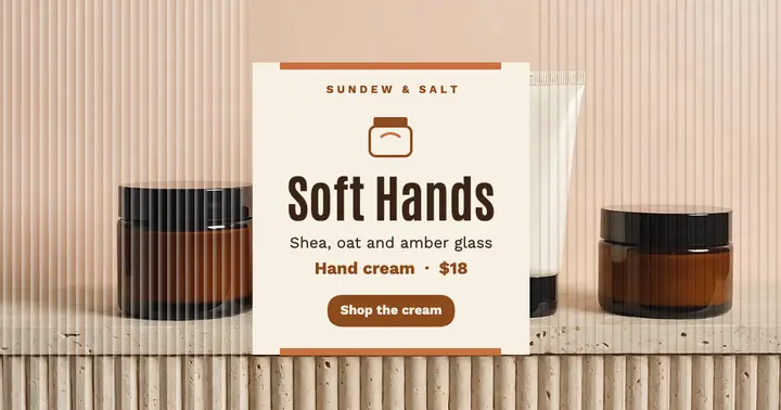 Sundew & Salt hand cream post, reeded glass template