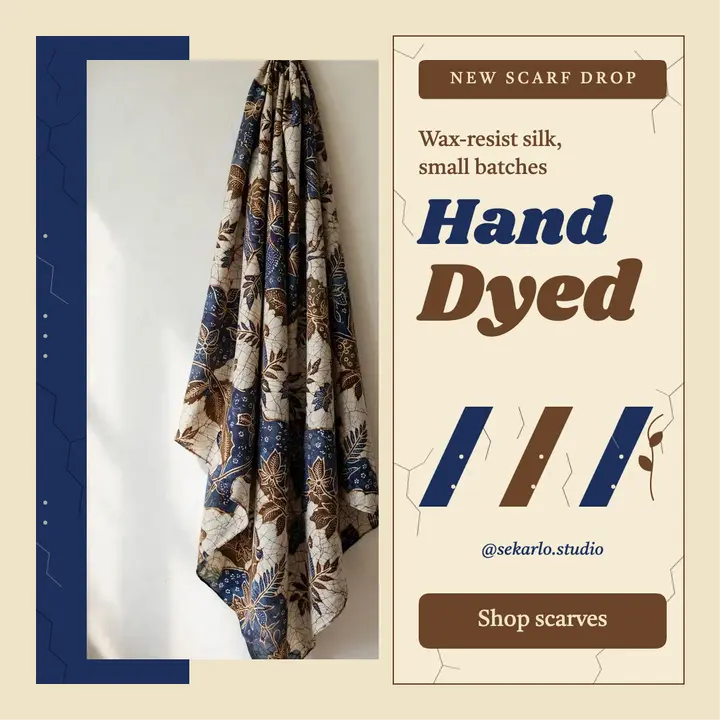 Sekarlo Studio hand-dyed silk scarf drop, batik crackle post template