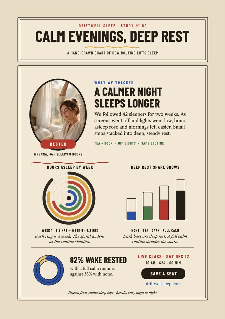 Driftwell Sleep calm evenings chart: sleep chart flyer template