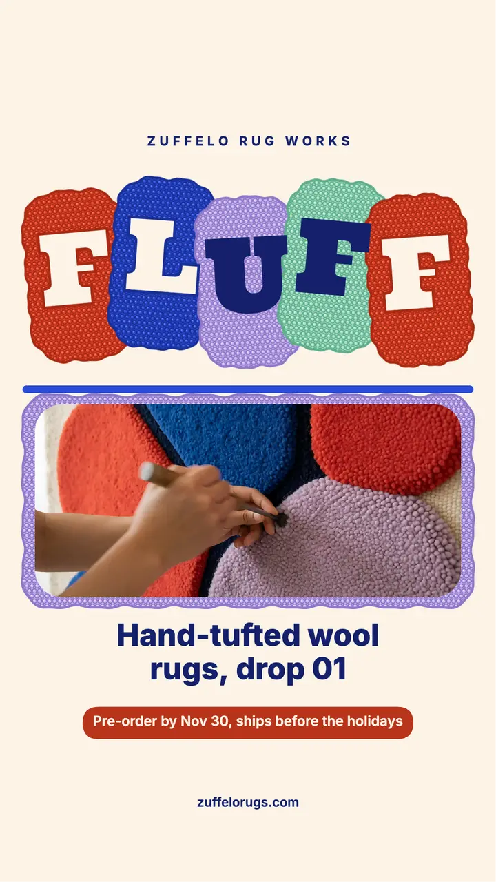 Hand-tufted rug drop story, tufted rug style template