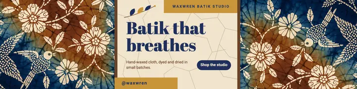 Waxwren Batik Studio LinkedIn banner, batik crackle template