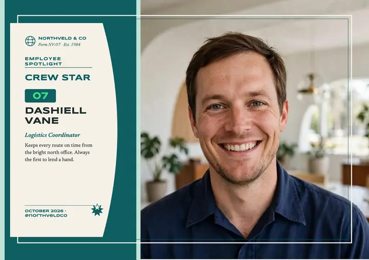 Northveld crew star certificate, Dashiell: employee spotlight certificate template