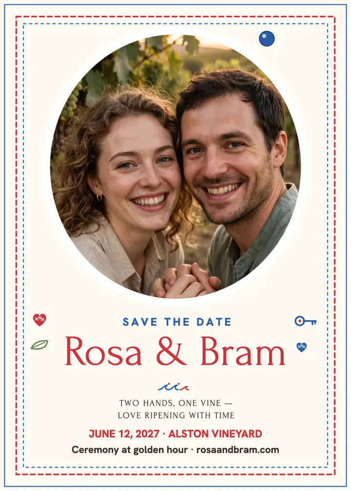 Rosa and Bram vineyard handkerchief save the date: save the date invitation template