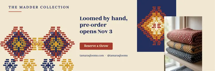 Tamaraq Looms throw pre-order X header template