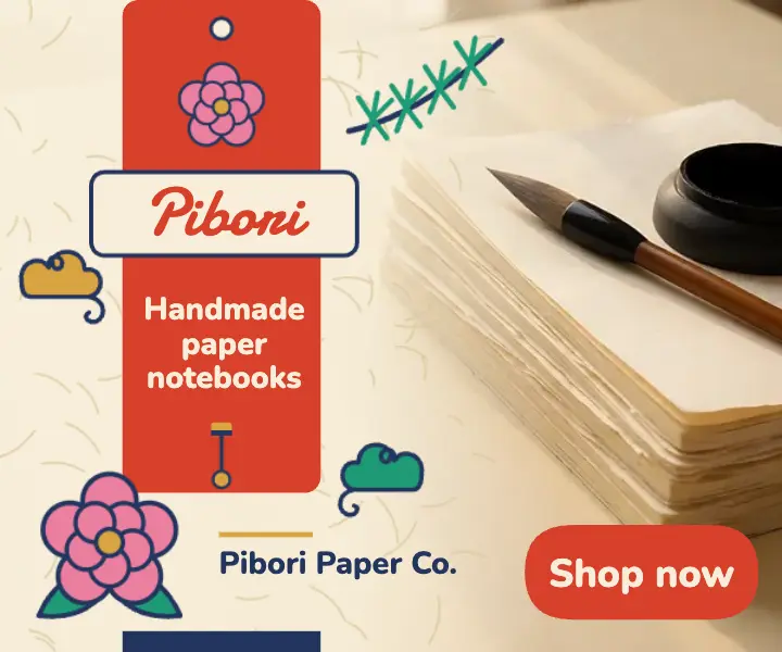 Pibori handmade paper notebooks banner ad template