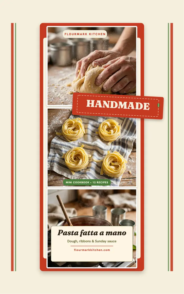 Handmade pasta mini-cookbook cover template
