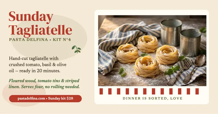 Pasta Delfina Sunday tagliatelle night post template