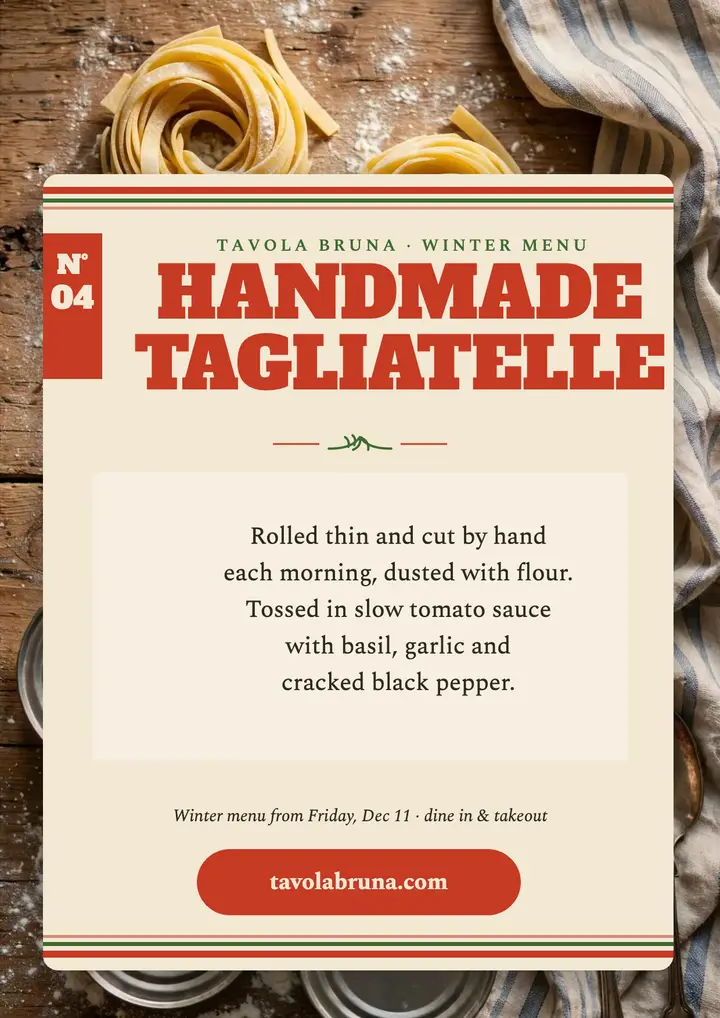 Tavola Bruna winter pasta flyer template